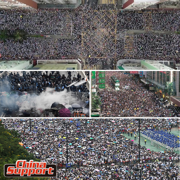 香港で最大規模のデモ　中国本土への容疑者引き渡し案に反対